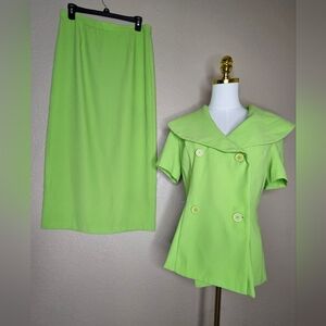 METROSTYLE Skirt Suit Size 10 Two Piece‎ Set  Green Executive